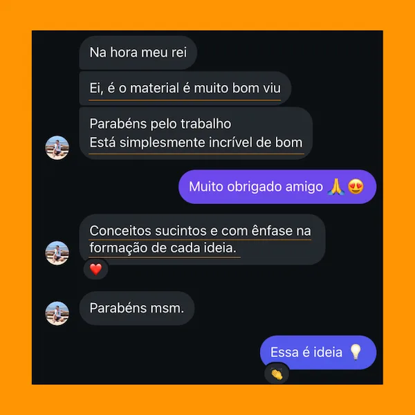 Print de mensagem enviada por aluno sobre o material