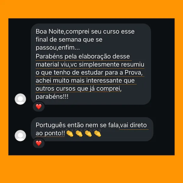 Print de mensagem enviada por aluno sobre o material