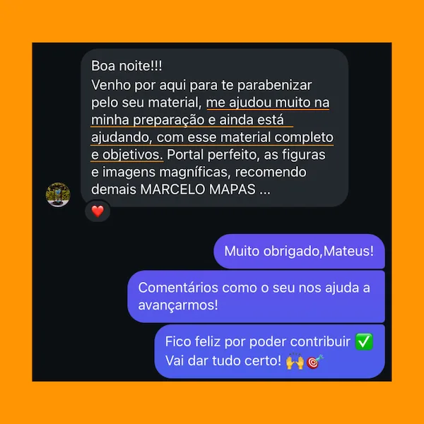 Print de mensagem enviada por aluno sobre o material
