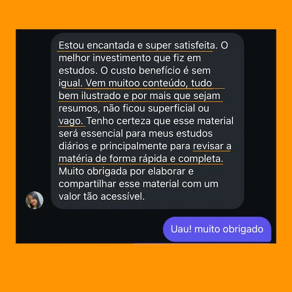 Print de mensagem enviada por aluno sobre o material