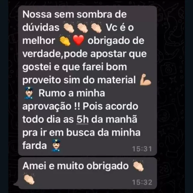 Print de mensagem enviada por aluno sobre o material
