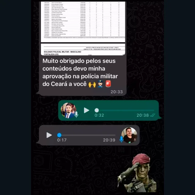 Print de mensagem enviada por aluno sobre o material