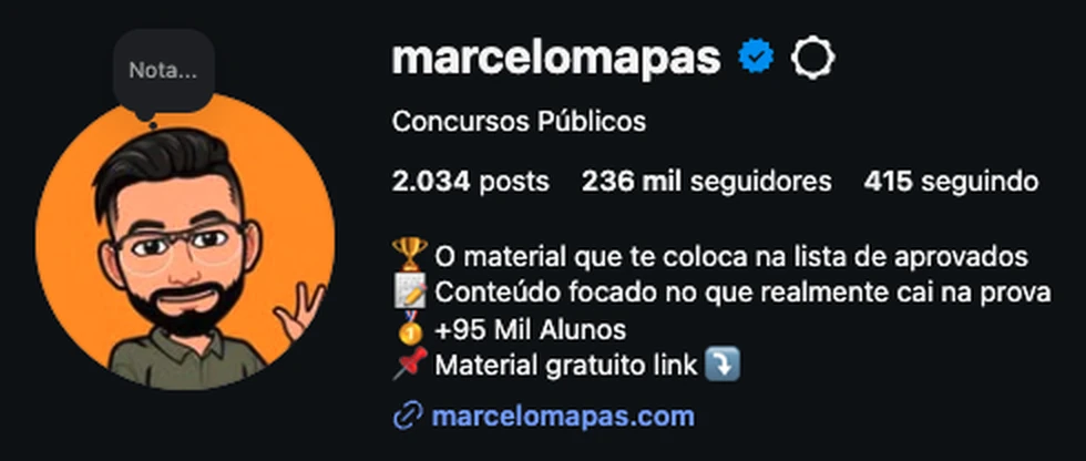 Perfil do Marcelomapas no Instagram, com 236 mil seguidores